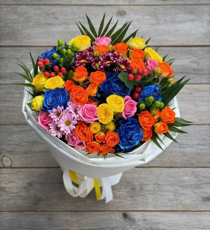 Букет цветов из: Розы и Хризантемы в Карате