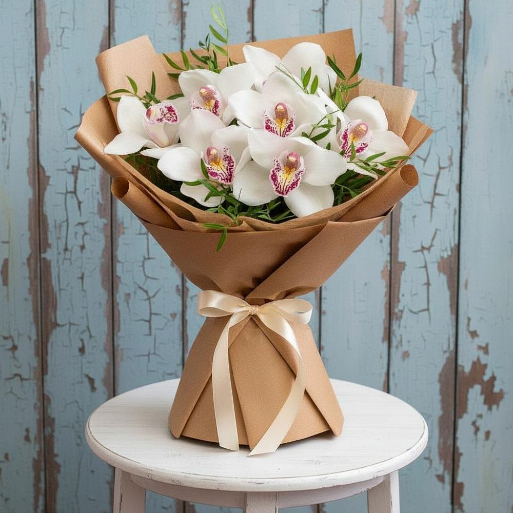Букет цветов из: Орхидеи и Розы в Карате