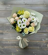 Букет цветов из:  Альстромерии, Розы и Хризантемы в Карате